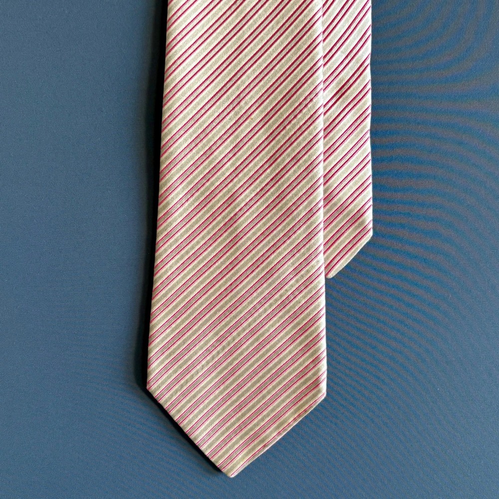 Charvet Place Vendome Silk Tie | Pink Diagonal Stripe | W4" L60" | Immaculate